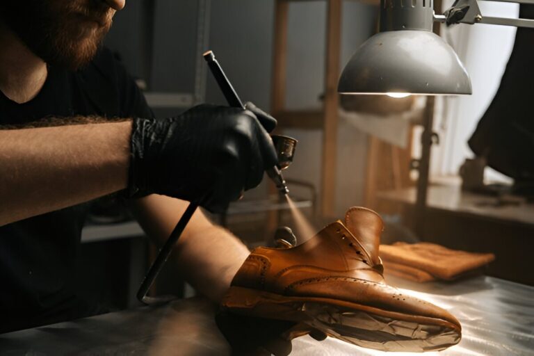 Schuhreparatur in der Werkstatt